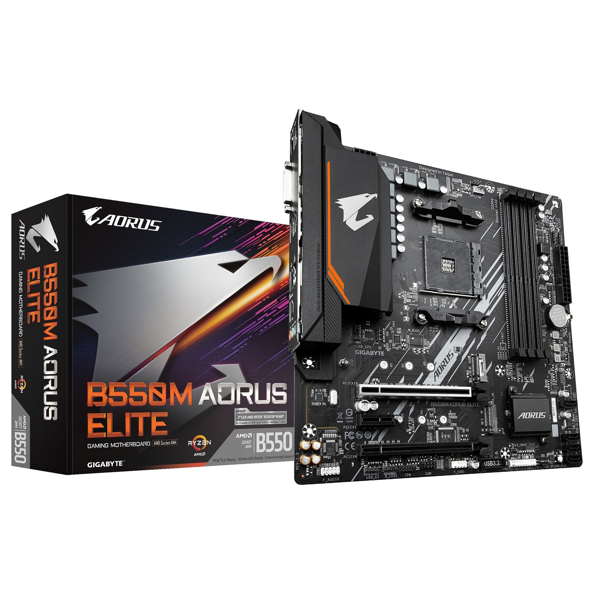 GIGABYTE Motherboard B550M AORUS ELITE - 1.0 - Micro ATX - Socket AM4 - AMD B550 - B550M AORUS ELITE