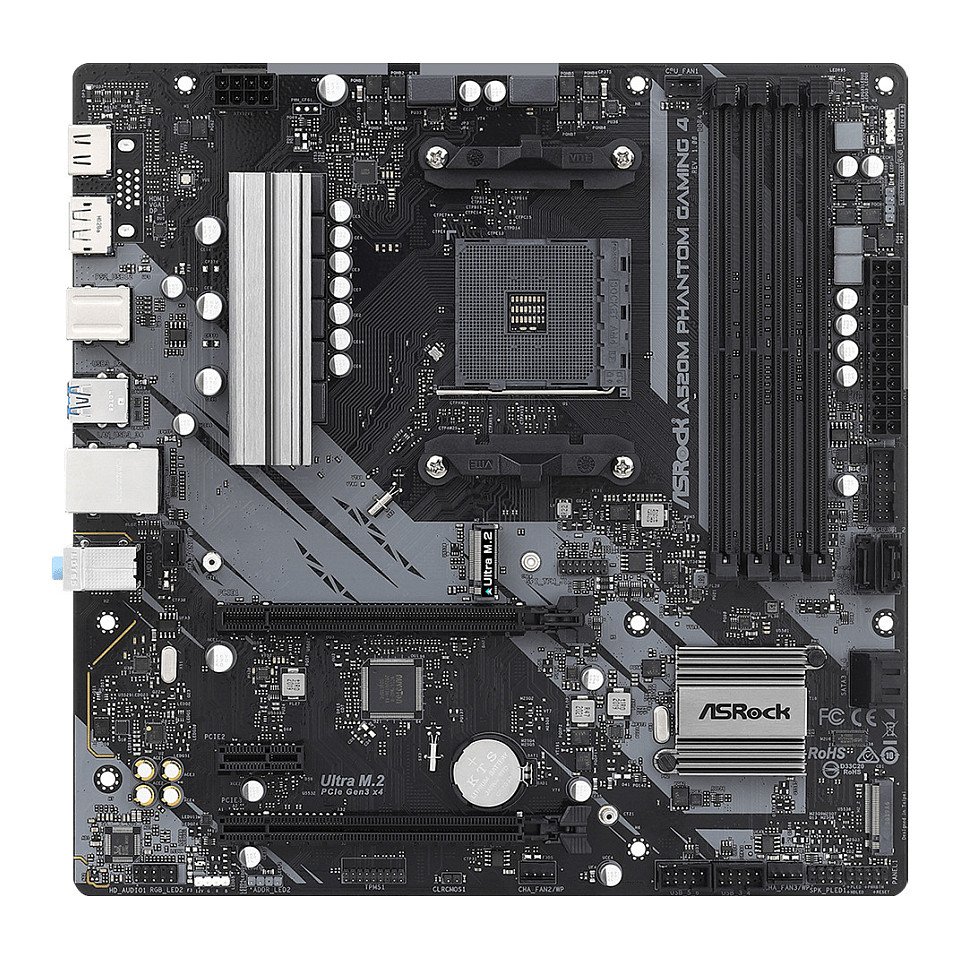 ASRock HDMI/DP A520 AM4 mATX - A520M Phantom Gaming 4