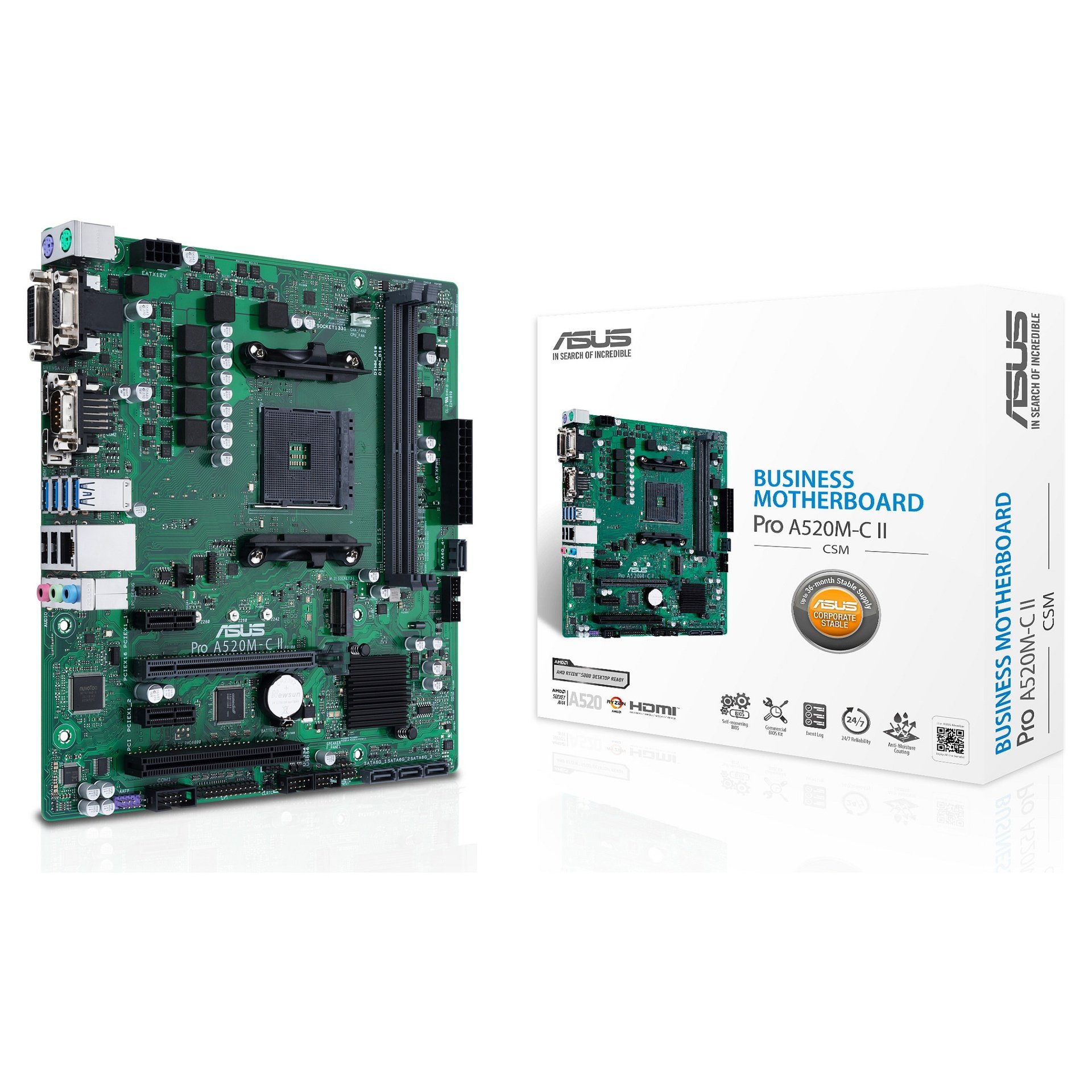 AM4 ASUS PRO A520M-C II/CSM mATX D4