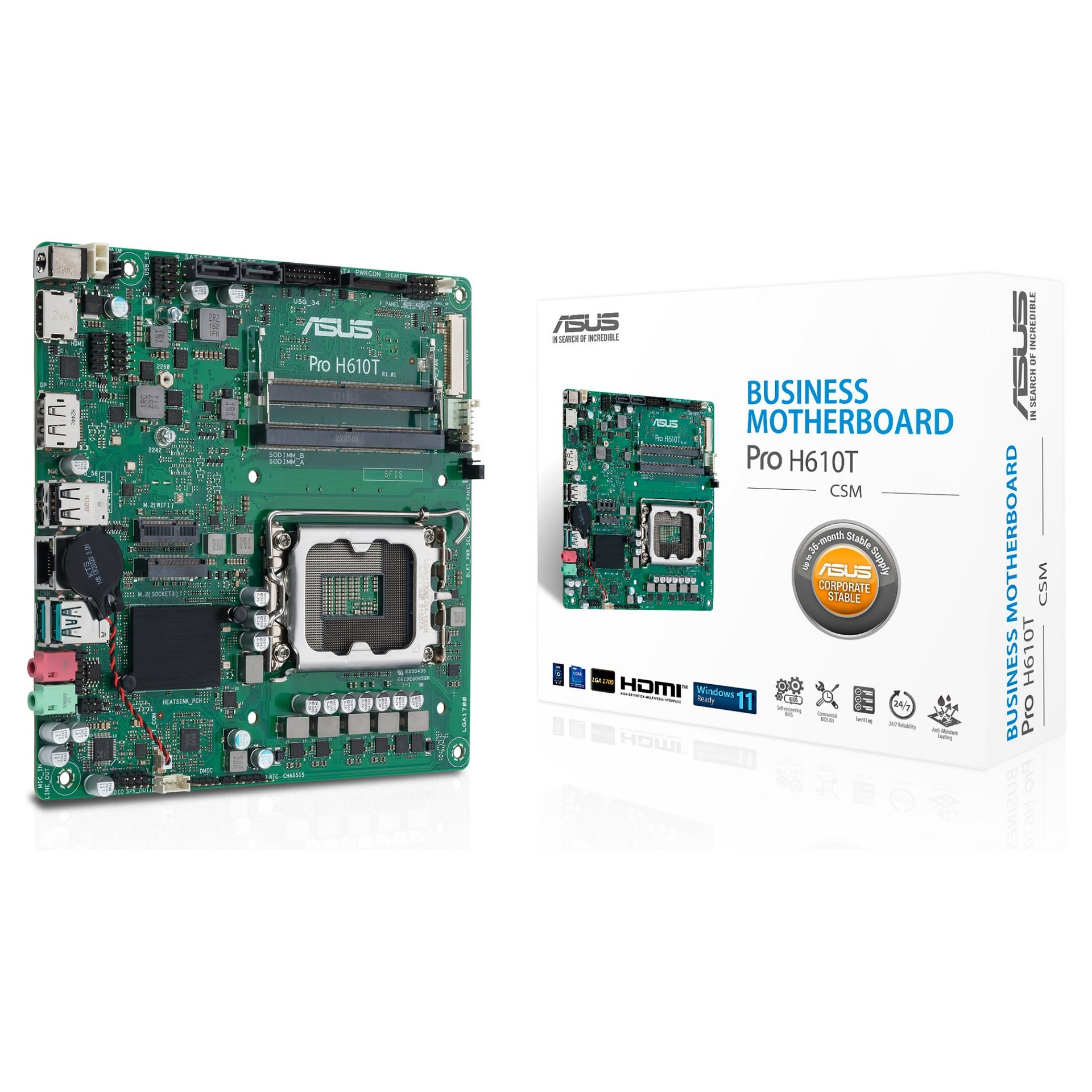 1700 ASUS PRO H610T-CSM mITX