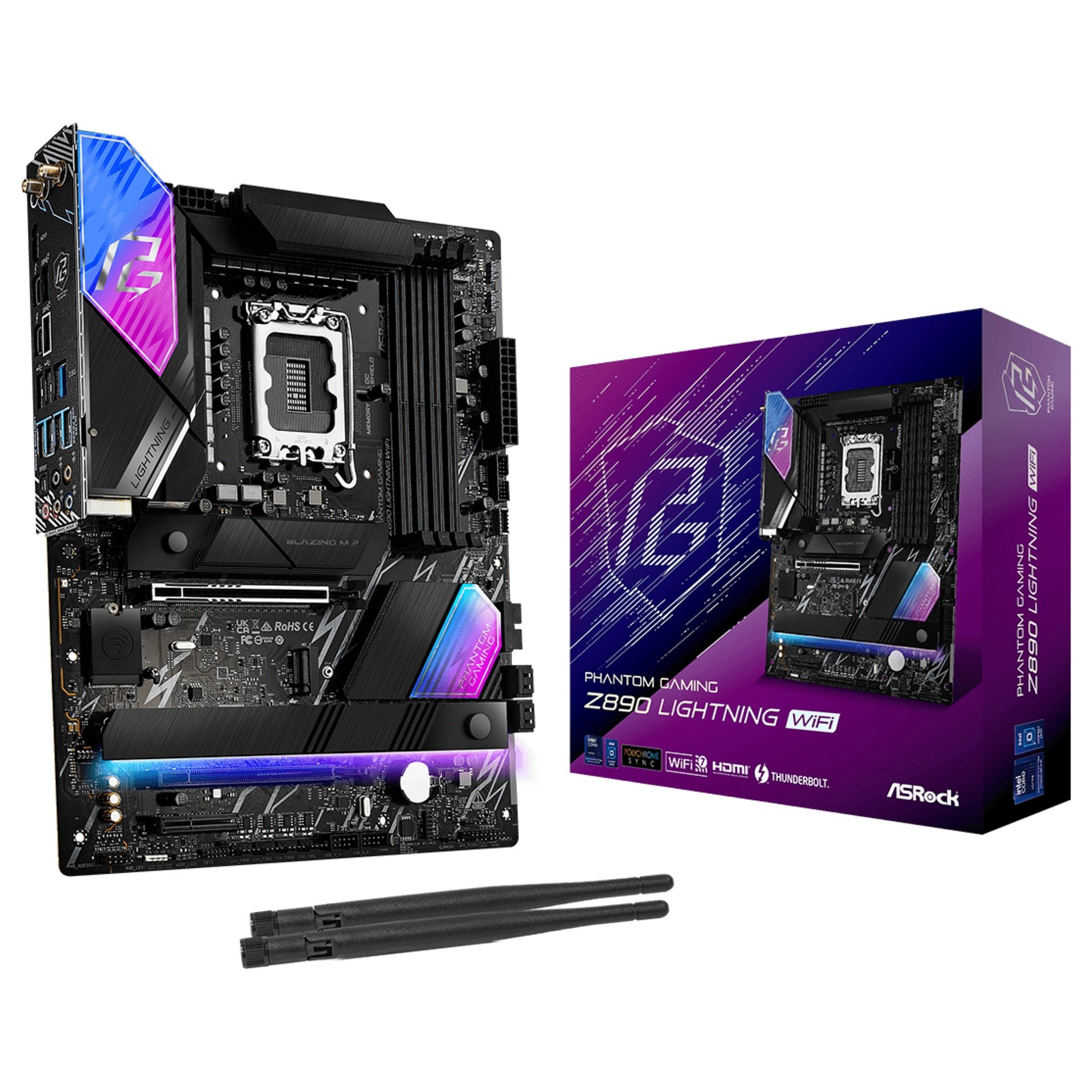 ASROCK Phantom Gaming Z890 LIGHTNING WIFI - motherboard - ATX - LGA1851 Socket - Z890 · 90-MXBPG0-A0UAYZ