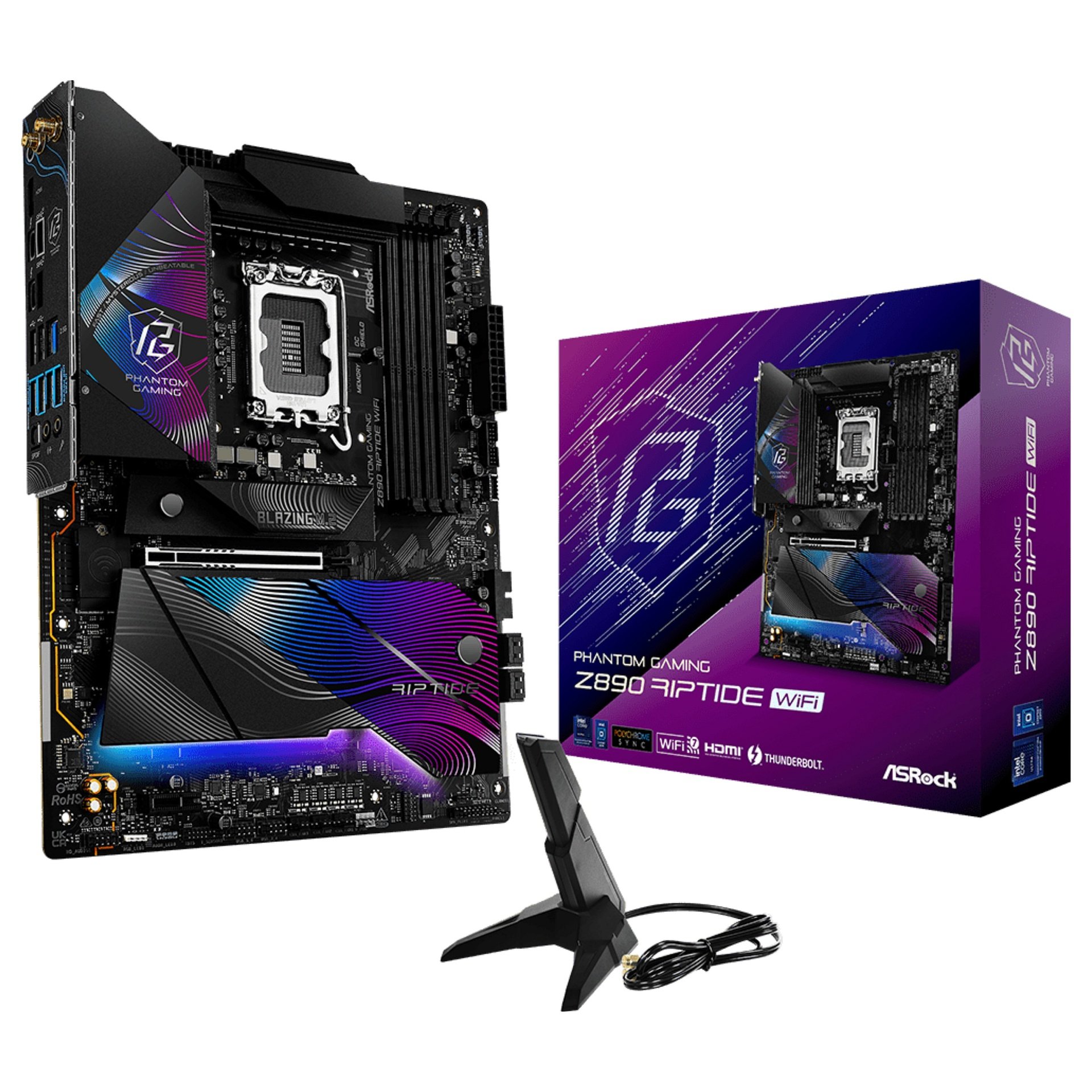 ASROCK Phantom Gaming Z890 RIPTIDE WIFi - motherboard - ATX - LGA1851 Socket - Z890 · 90-MXBPB0-A0UAYZ