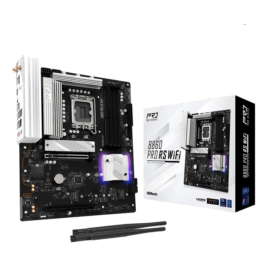 ASROCK B860 Pro RS WiFi - motherboard - ATX - LGA1851 Socket - B860 · 90-MXBRK0-A0UAYZ