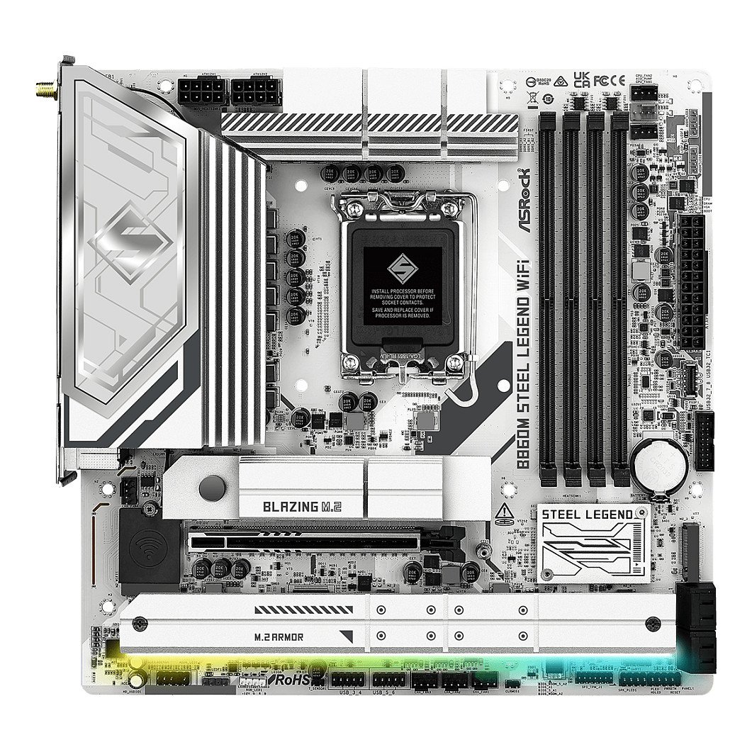 ASROCK B860M STEEL LEGEND WIFI - motherboard - micro ATX - LGA1851 Socket - B860 · 90-MXBQF0-A0UAYZ