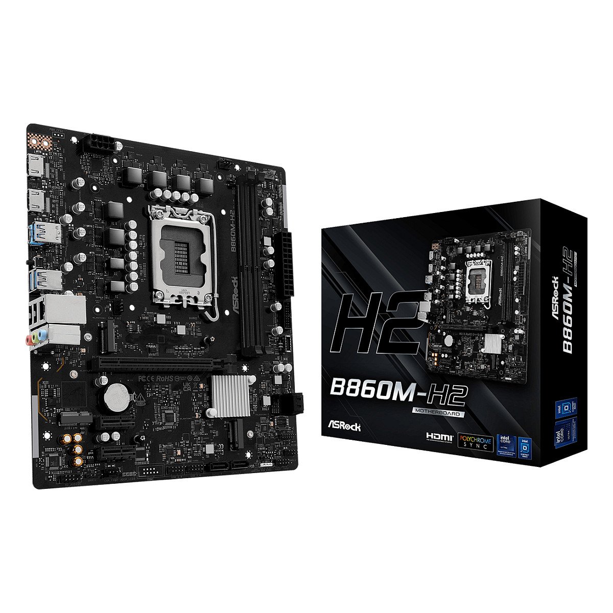 ASROCK B860M-H2 - motherboard - micro ATX - LGA1851 Socket - B860 · 90-MXBS00-A0UAYZ