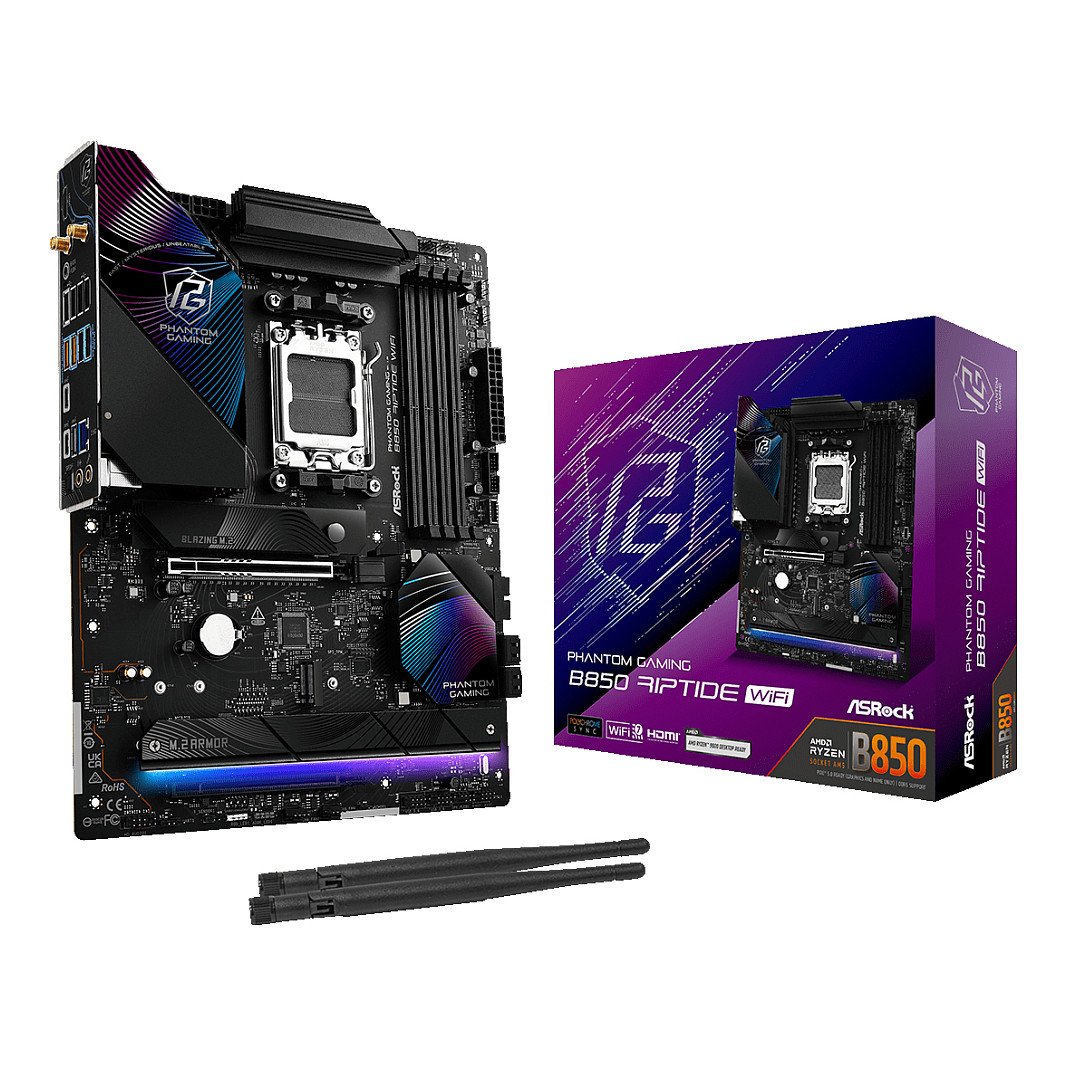 ASROCK Motherboard Phantom Gaming B850 Riptide WiFi - ATX - Socket AM5 - AMD B850 · 90-MXBQT0-A0UAYZ