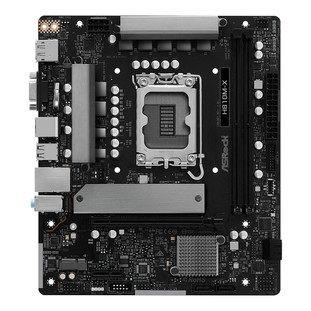 ASROCK H810M-X - motherboard - micro ATX - LGA1851 Socket - H810 · 90-MXBS4-A0UAYZ