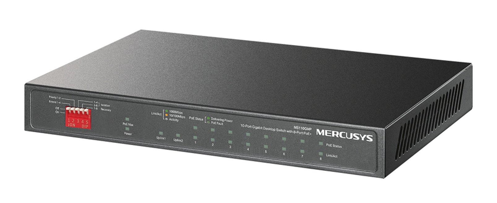 10-Port Gigabit Desktop Switch with 8-Port PoE+ - MS110GMP