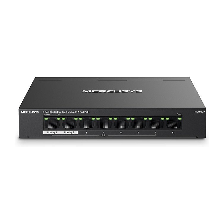 8-Port Gigabit Switch with 7-Port PoE+ · MS108GP