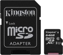 Kingston SDCS/64 GB MicroSD Canvas Select Class 10 UHS-I speeds Up to 80 MB/s Read ( SD Adapter Included) | SDCS/64GB