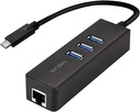 LogiLink Type-C Hub - 3x USB 3.0 - 1x Gigabit Network Adapters - UA0283 - 1-Year Warranty